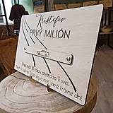 Papiernictvo - Drevená tabuľa na peniaze "Môj prvý milión" - 16458610_