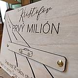 Papiernictvo - Drevená tabuľa na peniaze "Môj prvý milión" - 16458611_