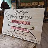 Papiernictvo - Drevená tabuľa na peniaze "Môj prvý milión" - 16458613_