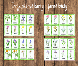 Hračky - Trojzložkové karty - jarné kvety (súbor PDF - digitálny produkt) - 16459627_