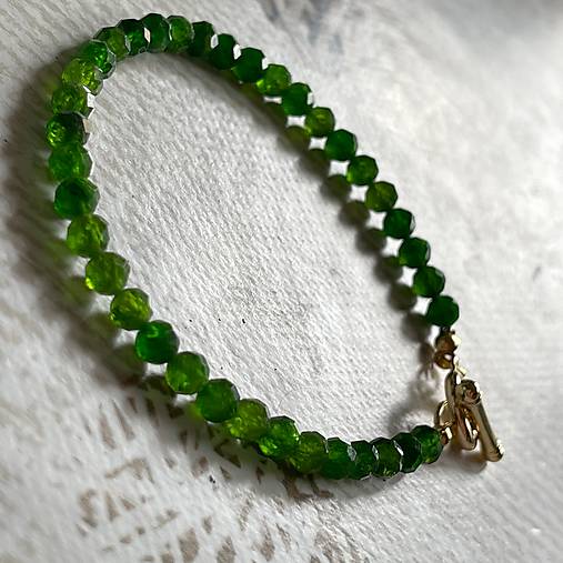 Luxury Chrome Diopside Bracelet Stainless Steel / Náramok Chrómdiopsid, oceľ E027