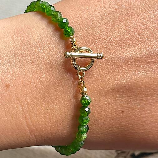 Luxury Chrome Diopside Bracelet Stainless Steel / Náramok Chrómdiopsid, oceľ E027