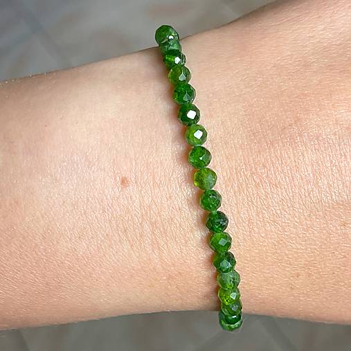 Luxury Chrome Diopside Bracelet Stainless Steel / Náramok Chrómdiopsid, oceľ E027