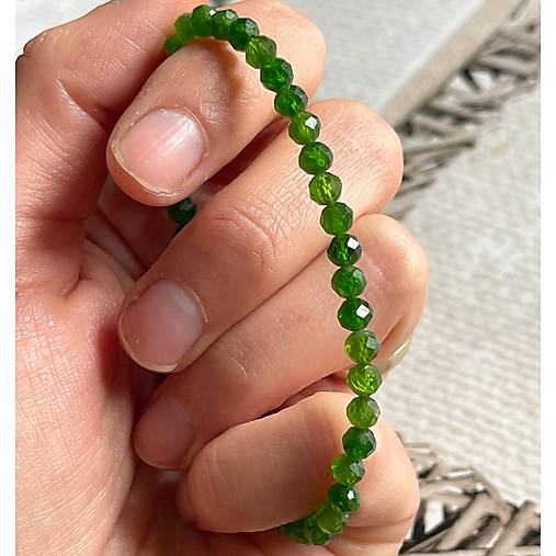 Luxury Chrome Diopside Bracelet Stainless Steel / Náramok Chrómdiopsid, oceľ E027