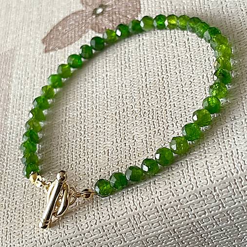 Luxury Chrome Diopside Bracelet Stainless Steel / Náramok Chrómdiopsid, oceľ E027