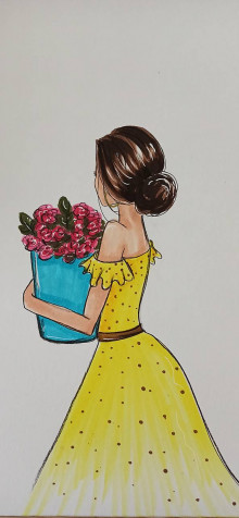 Kresby - Žena s kvetmi - 16462325_