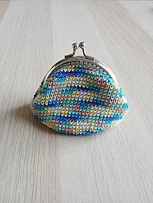 Peňaženky - Háčkovaná mincovka modro-tyrkysová - 16463408_