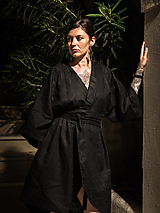 Kimoná - Kimono  wrap dress asimetric (100 - Čierna) - 16463149_