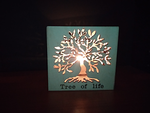 Svietidlá a sviečky - Drevený svietnik "Strom života" - 16462491_