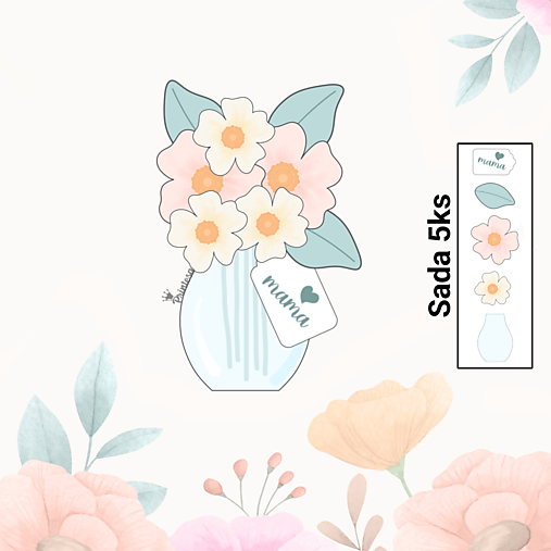 Príbory, varešky, pomôcky - Vykrajovačky sada Váza a kvety - 16461543_