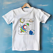 Detské oblečenie - Detské tričko VESMÍR vymaľuj si sám - 16465360_