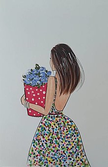 Kresby - Žena s kvetmi III. - 16464267_