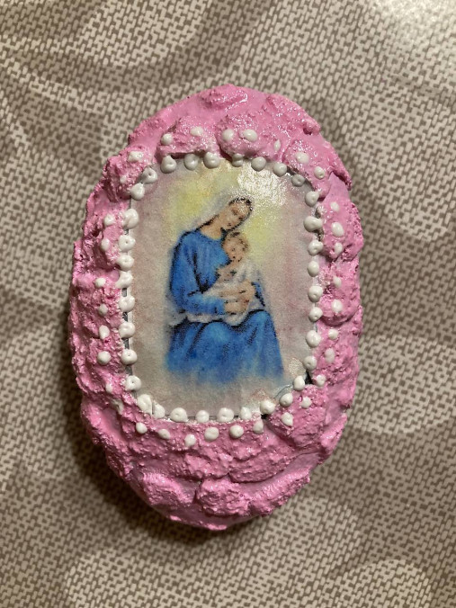 Dekorácie - Kamienok na objednávku - P. Mária s Ježiškom - 16465934_