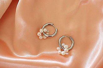 Náušnice - Strieborné kruhy s perlovými krúžky 2v1 - 16464161_