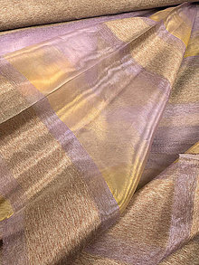 Textil - Organza pruhovaná v zlato pruhovanom metráž - 16463626_