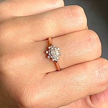 Prstene - Rose Gold Plated Diamond Zircone AG925 Ring / Jemný strieborný pozlátený prsteň s diamantom a zirkónmi E027 - 16468157_