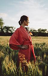 Kimoná - Ľanove kimono - 16468621_