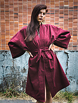 Kimoná - Ľanove kimono - 16468624_