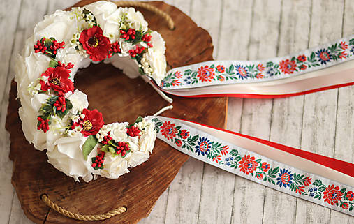 Ozdoby do vlasov - Svadobná kvetinová parta maky - 16469919_