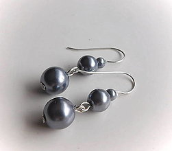 Náušnice - sivé elegantné perličky / -50% - 16467334_