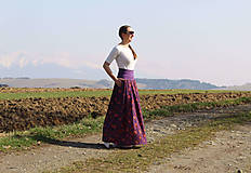 Sukne - Mušelínová sukňa "fialová s kvietkami" - 16466839_