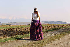 Sukne - Mušelínová sukňa "fialová s kvietkami" - 16466840_