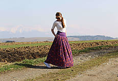 Sukne - Mušelínová sukňa "fialová s kvietkami" - 16466841_