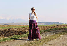 Sukne - Mušelínová sukňa "fialová s kvietkami" - 16466842_