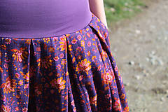 Sukne - Mušelínová sukňa "fialová s kvietkami" - 16466843_