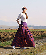Sukne - Mušelínová sukňa "fialová s kvietkami" - 16466844_