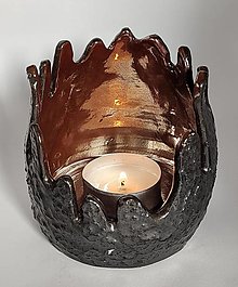 Svietidlá a sviečky - Keramický svietnik tmavý - 16467624_