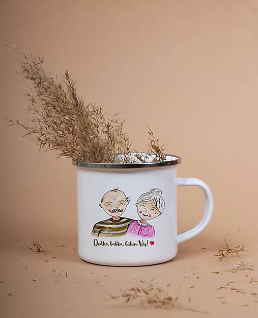 Plechové hrnčeky Lesovik (Dedko, babka, ľúbim vás)