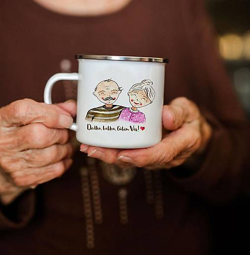 Plechové hrnčeky Lesovik (Dedko, babka, ľúbim vás)