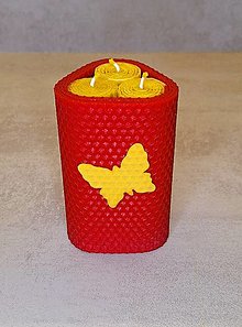 Sviečky - Sviečka zo včelieho vosku Motýle (Červená - motýľ) - 16468393_
