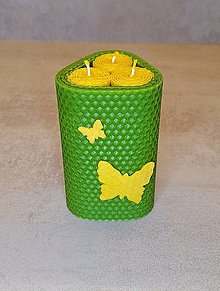 Sviečky - Sviečka zo včelieho vosku Motýle (Zelená - motýle) - 16468397_
