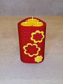 Sviečky - Sviečka zo včelieho vosku Kvety (Červená) - 16468468_
