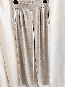 Nohavice - Dámské svetrové kalhoty béžové - 16467701_