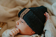 Detské čiapky - Detská čiapka MERINOLOVE BLACK - 16467737_