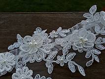 Spodná bielizeň - Ivory svadobný podväzok + čipkové kvety 24 - 16472173_