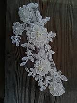 Spodná bielizeň - Ivory svadobný podväzok + čipkové kvety 24 - 16472176_