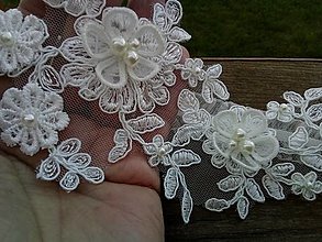 Spodná bielizeň - Ivory svadobný podväzok + čipkové kvety 24 - 16472174_