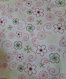 Textil - Bavlnené látky (ružovo-zelené kvety) - 16471195_
