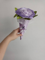 Dekorácie - Fialová ruža vo fialovom kornútku - 16471862_