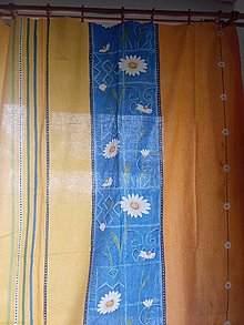 Úžitkový textil - Záves na mieru žlto - modrý s margarétkami - 16471471_
