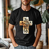 Topy, tričká, tielka - Kresťanské tričko s krížom (Tmavá bridlica) - 16472791_