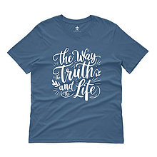 Topy, tričká, tielka - Tričko s bibickým citátom Cesta, pravda a život (Denim) - 16472732_