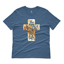 Topy, tričká, tielka - Kresťanské tričko s krížom (Denim) - 16472798_