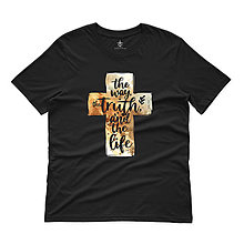 Topy, tričká, tielka - Kresťanské tričko s krížom (Čierna) - 16472799_