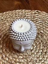 Sviečky - Ručne odlievaná sójová sviečka v sádrovej podobe Budhu, sviečka na jogu, meditáciu 170 ml - 16469943_