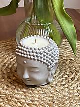 Sviečky - Ručne odlievaná sójová sviečka v sádrovej podobe Budhu, sviečka na jogu, meditáciu 170 ml - 16469944_